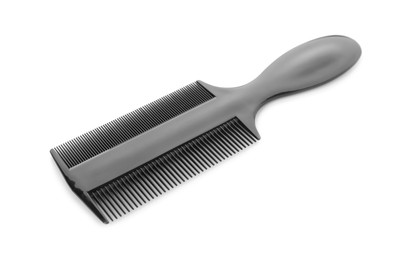 Photo of One black plastic comb isolated on white