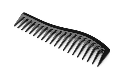 Photo of One black plastic comb isolated on white