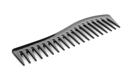 Photo of One black plastic comb isolated on white