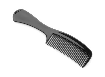 Photo of One black plastic comb isolated on white