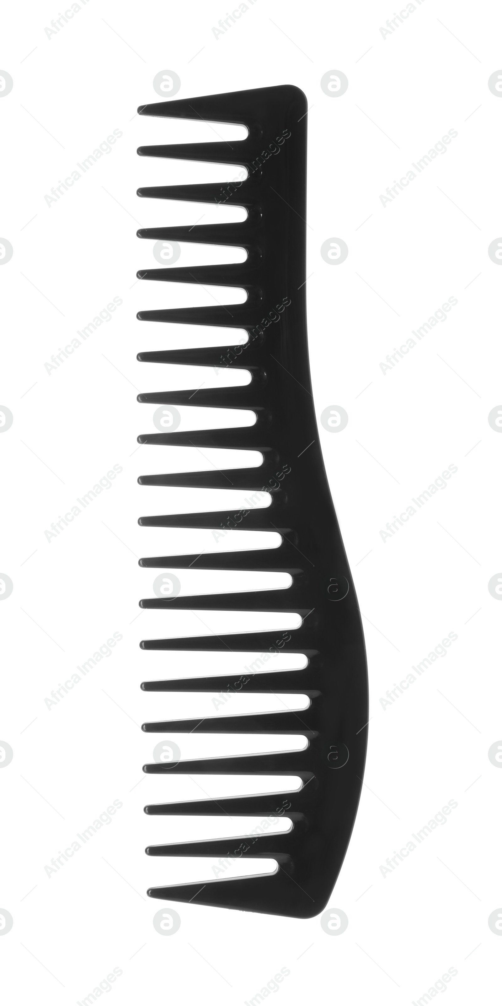 Photo of One black plastic comb isolated on white