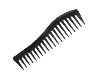 Photo of One black plastic comb isolated on white