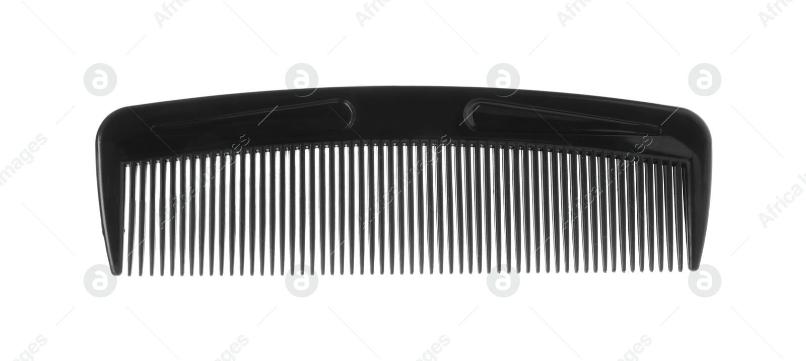 Photo of One black plastic comb isolated on white