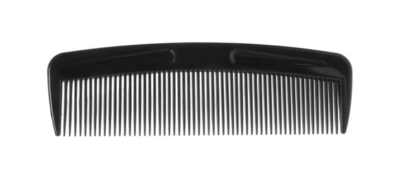 Photo of One black plastic comb isolated on white