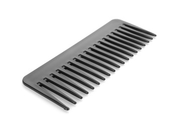 Photo of One black plastic comb isolated on white