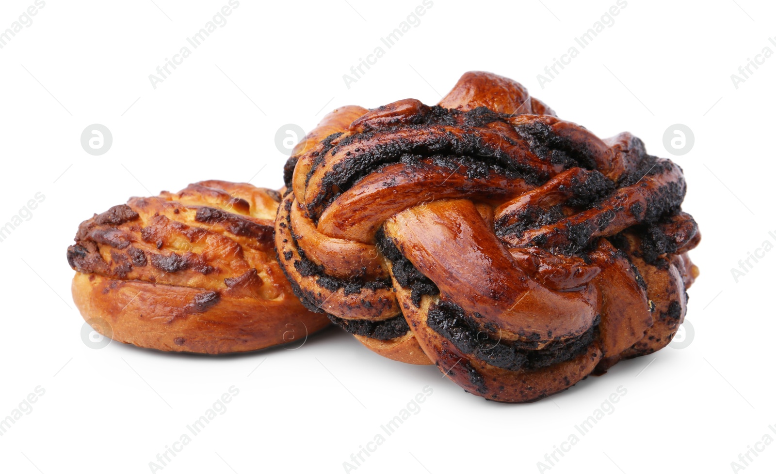 Photo of Different delicious sweet pastries isolated on white