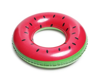Photo of inflatable ring with watermelon pattern isolated on white