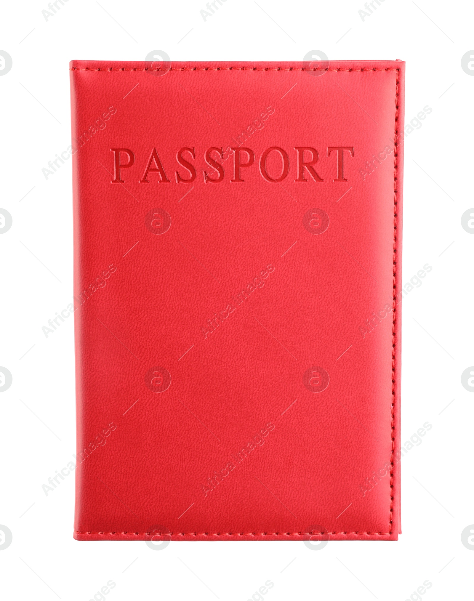 Photo of Passport in red cover isolated on white