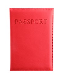 Photo of Passport in red cover isolated on white