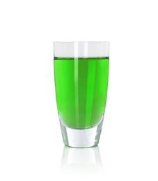 Photo of Absinthe in shot glass isolated on white