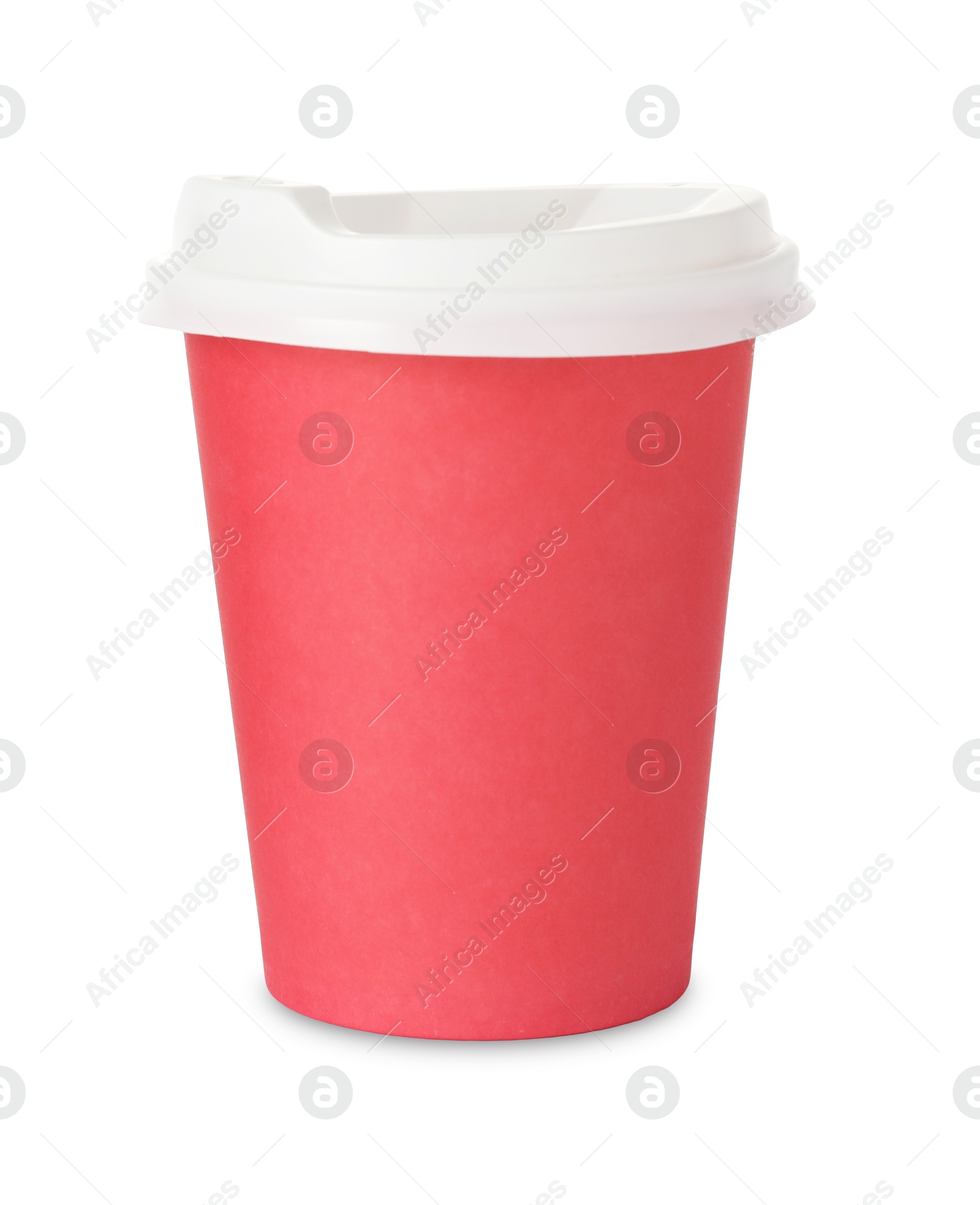 Paper cup with lid on white background. Mockup for design Photo of Paper cup with lid on white background. Mockup for design