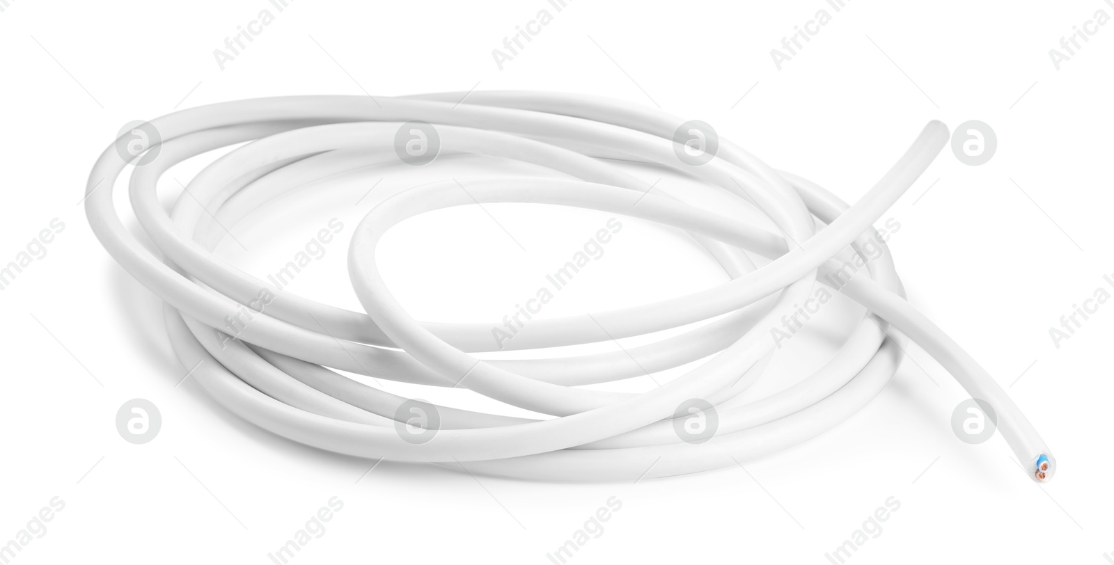 Photo of One insulated electrical wire isolated on white