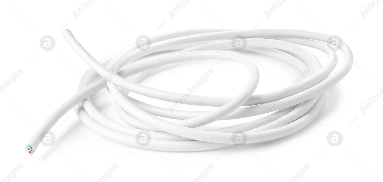 Photo of One insulated electrical wire isolated on white