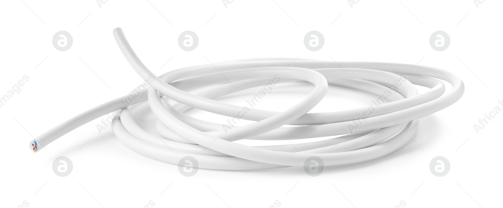 Photo of One insulated electrical wire isolated on white