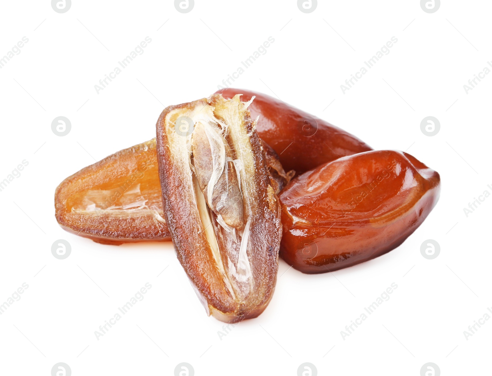 Photo of Tasty sweet dried dates isolated on white