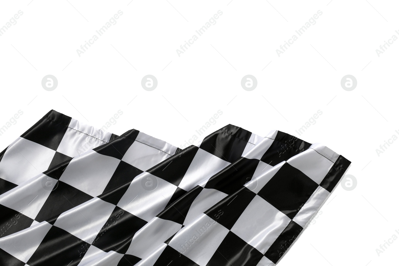 Photo of Checkered flag isolated on white, top view