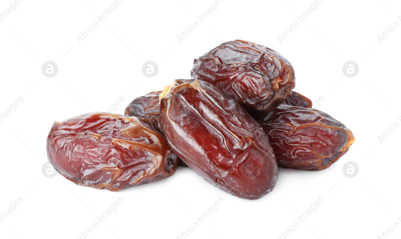 Photo of Many tasty dried dates isolated on white