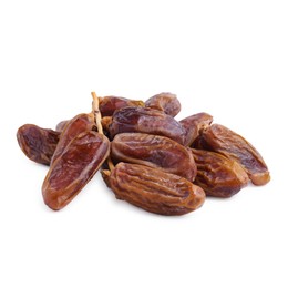 Photo of Bunch of tasty dried dates isolated on white