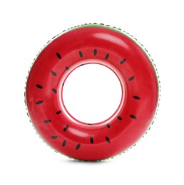 Photo of inflatable ring with watermelon pattern isolated on white