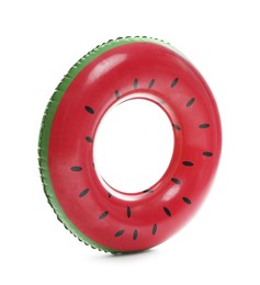 Photo of inflatable ring with watermelon pattern isolated on white