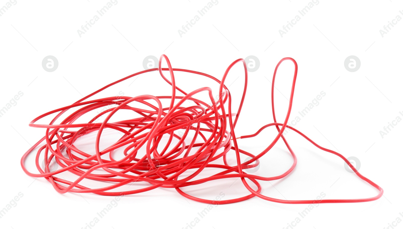 Photo of Tangled insulated electrical wire isolated on white