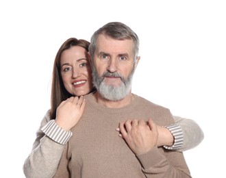 Photo of Family portrait of happy daughter and her father on white background