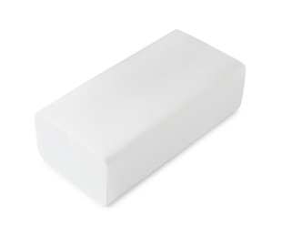 Photo of New eraser isolated on white. School stationery