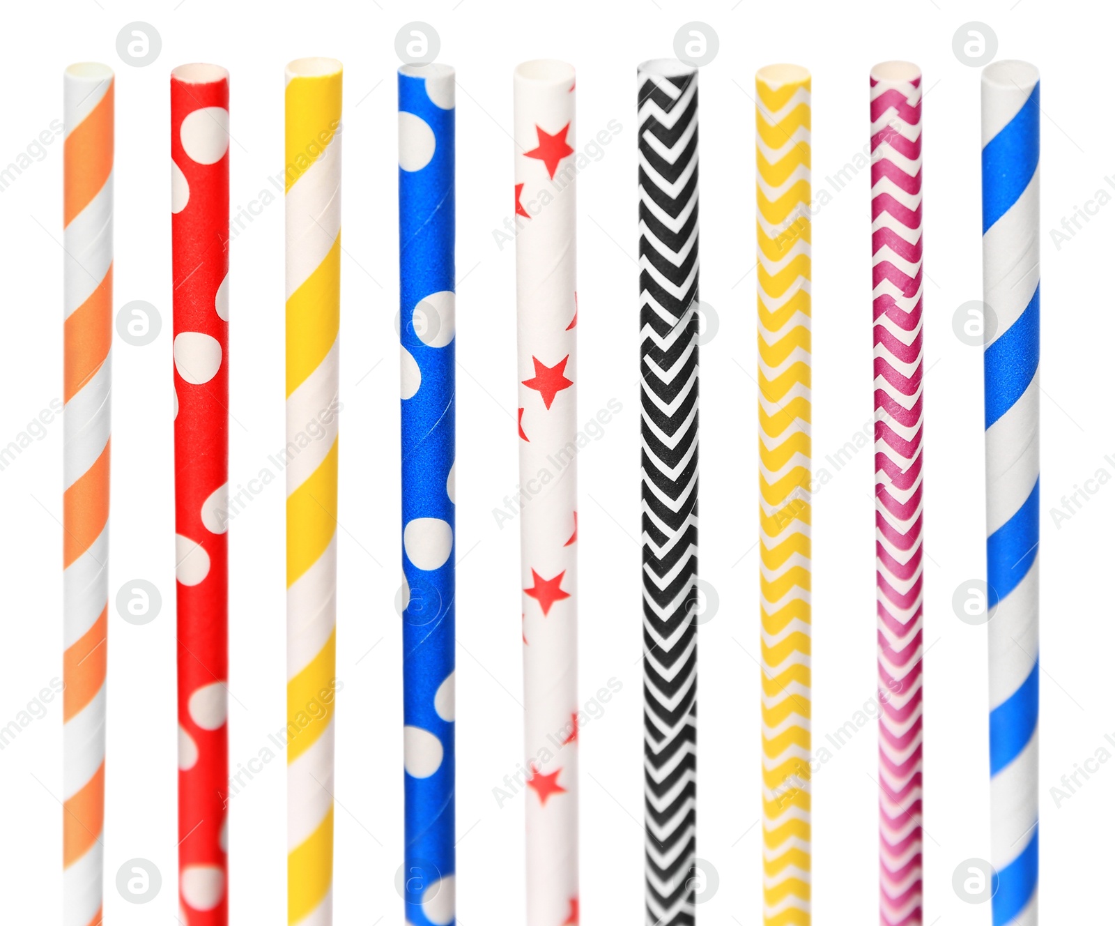 Image of Different drinking straws isolated on white, set