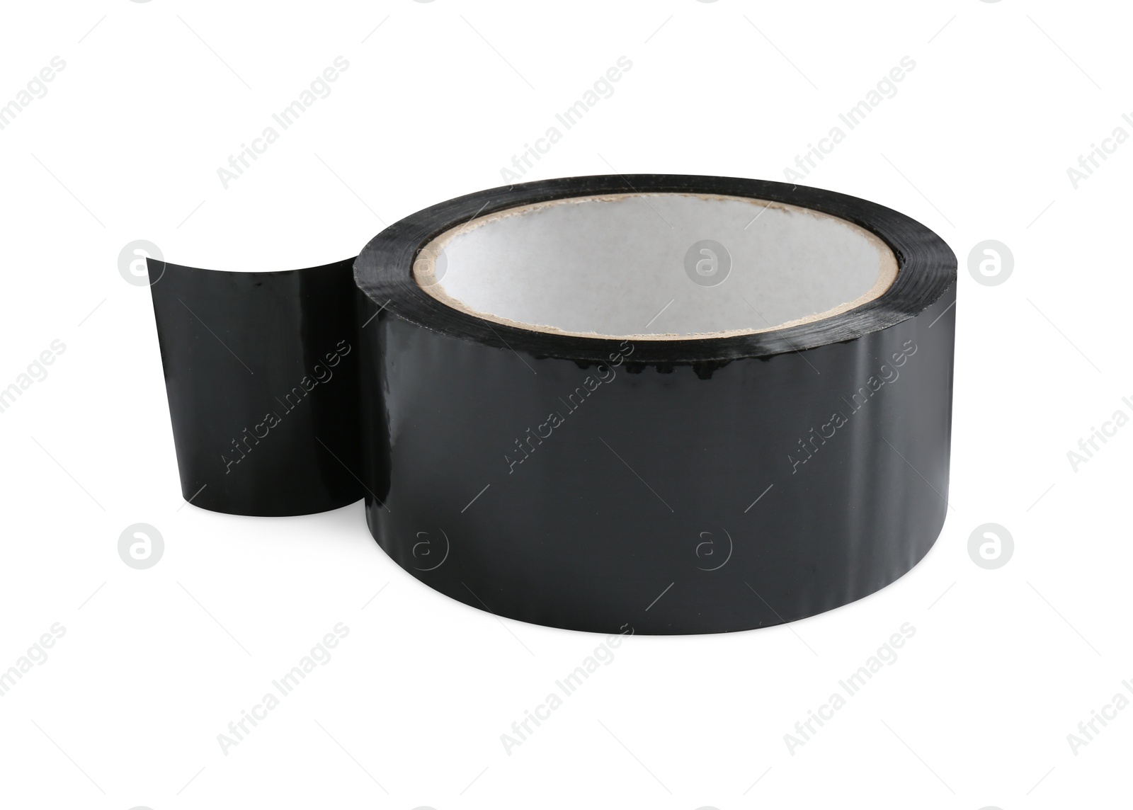 Photo of Roll of black adhesive tape isolated on white