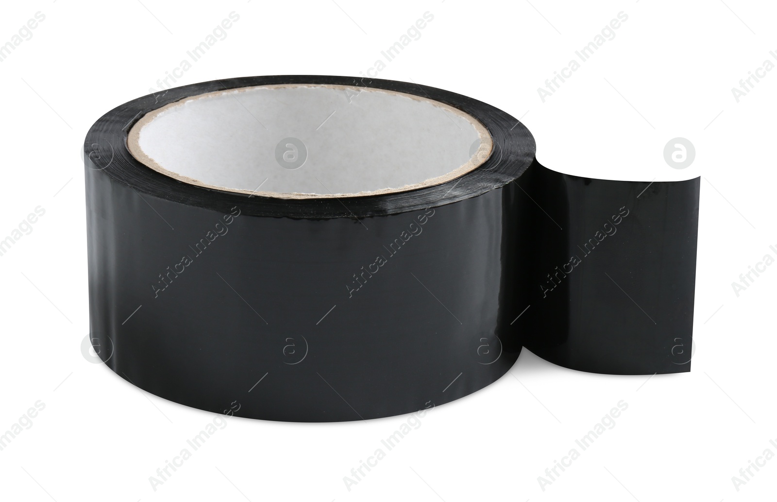 Photo of Roll of black adhesive tape isolated on white