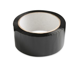 Roll of black adhesive tape isolated on white