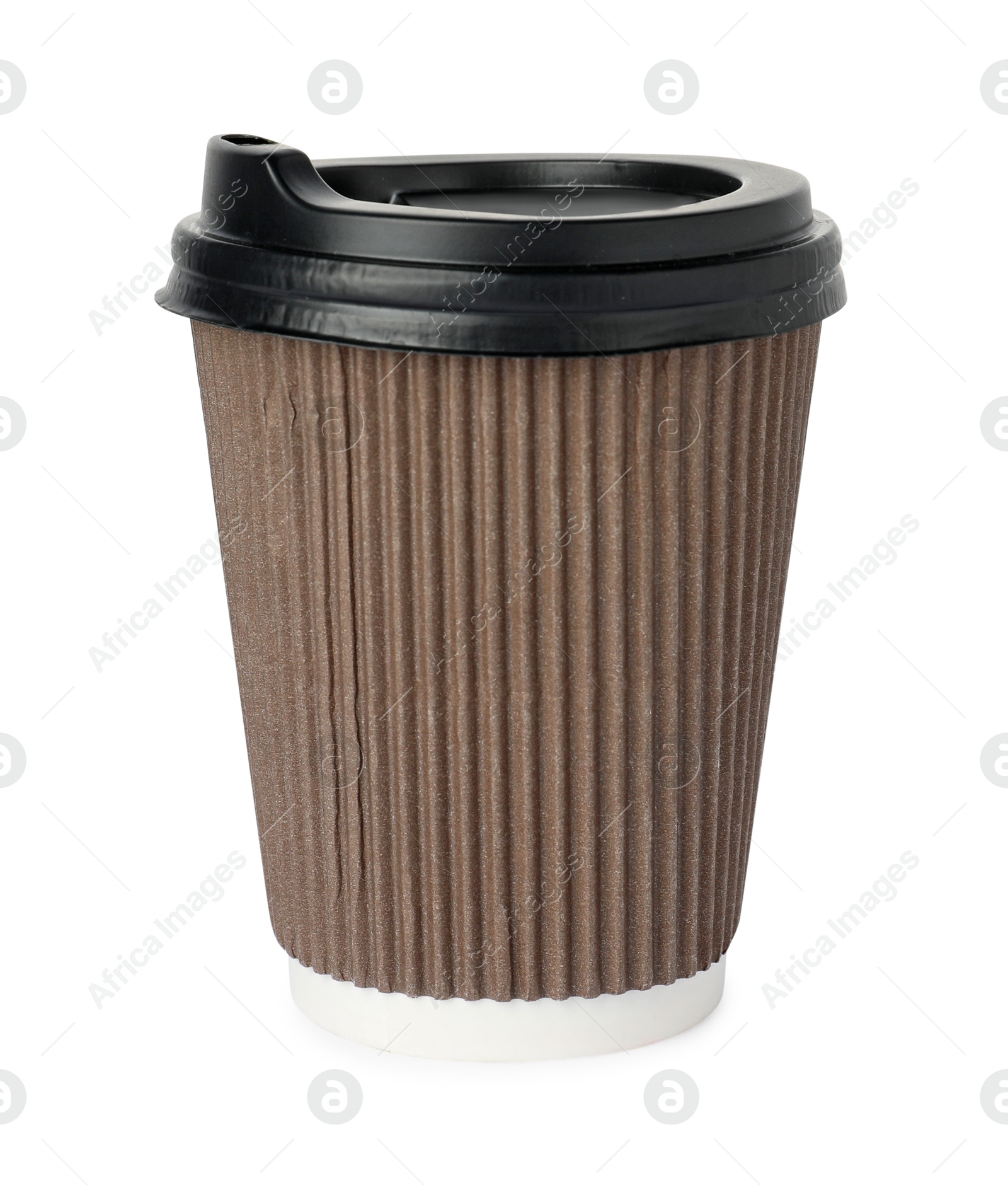 Photo of Paper cup with lid on white background. Mockup for design