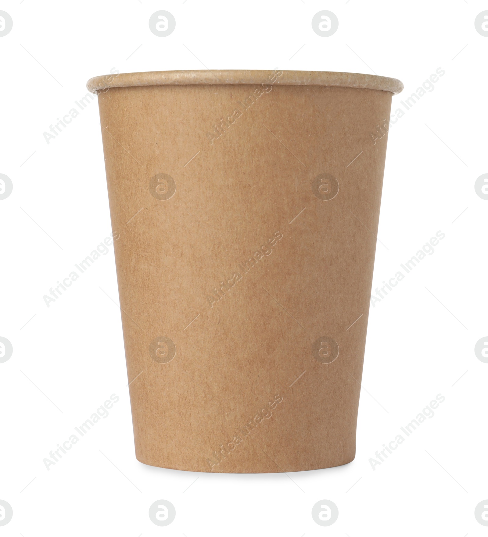One paper cup on white background. Mockup for design Photo of One paper cup on white background. Mockup for design