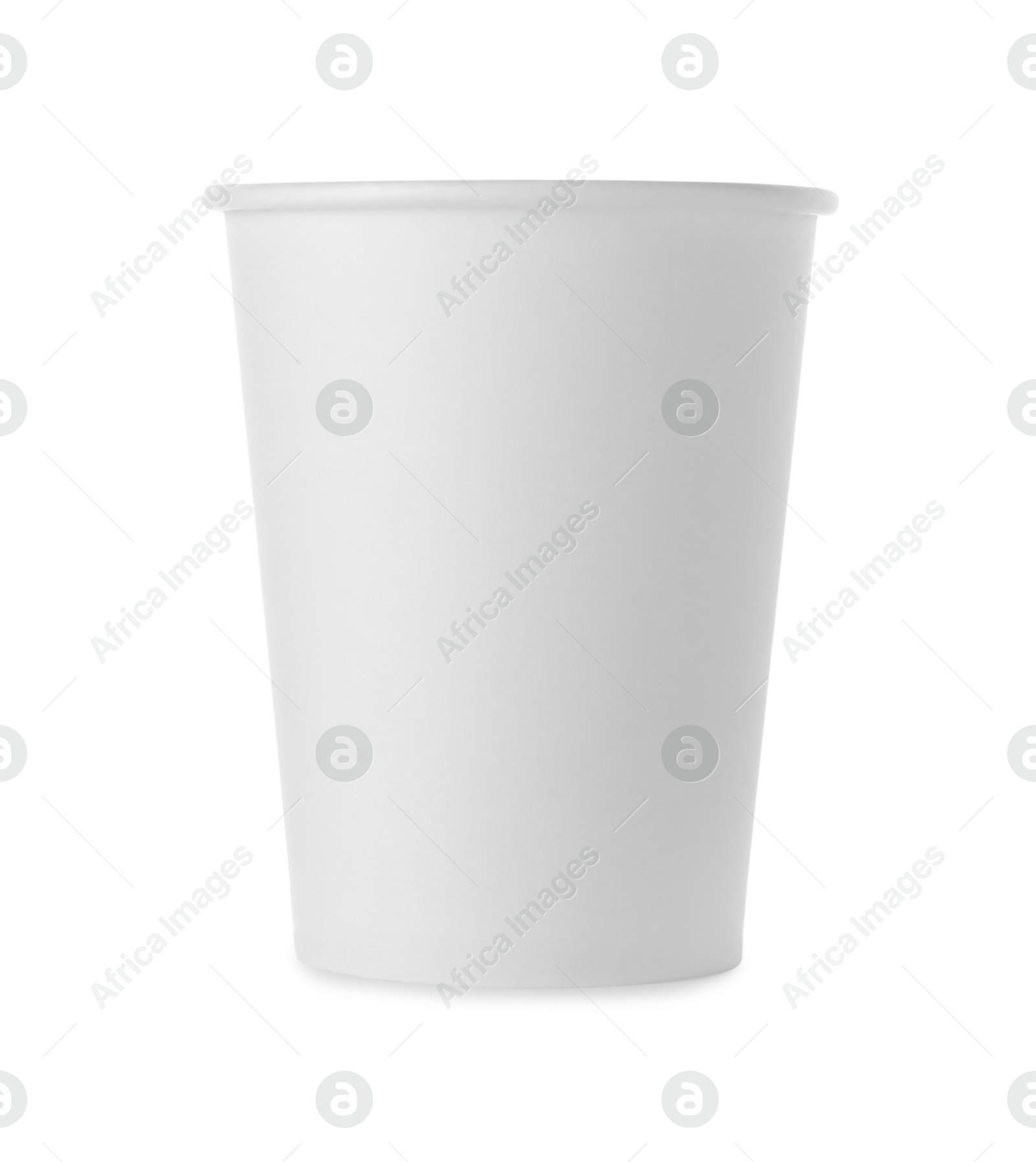 One paper cup on white background. Mockup for design Photo of One paper cup on white background. Mockup for design