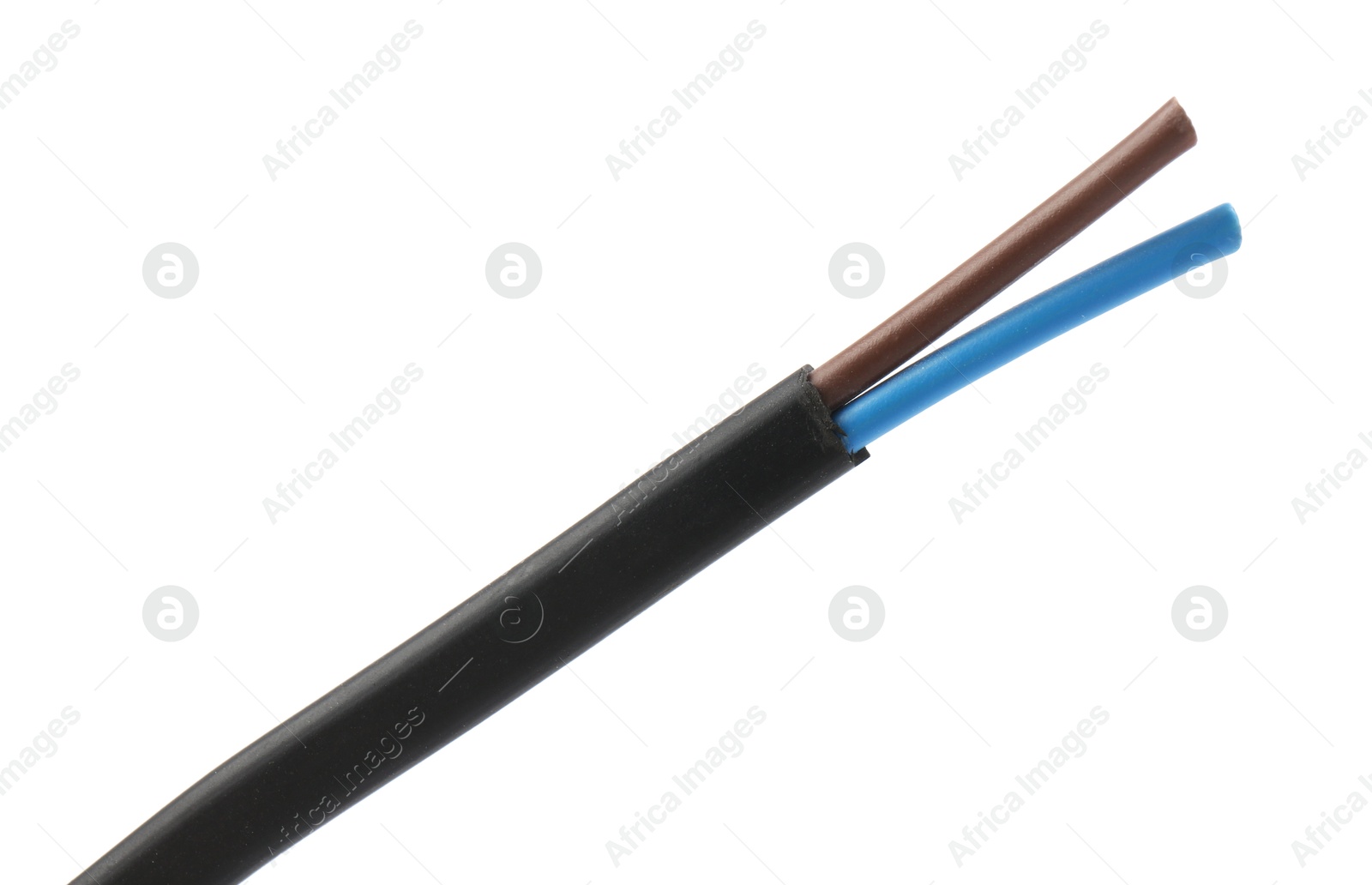 Photo of Black stripped electrical wire on white background