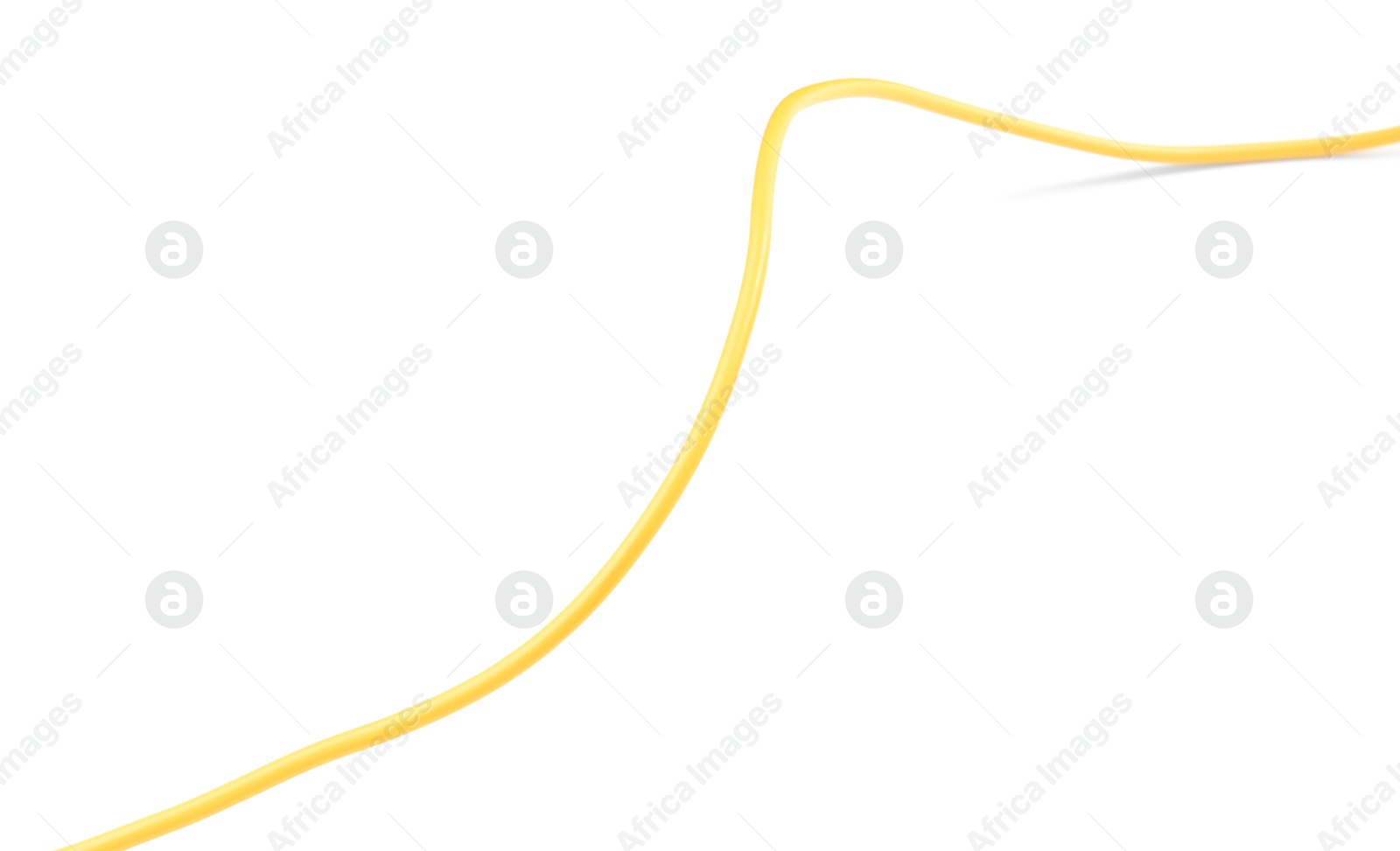 Photo of One yellow electrical wire isolated on white