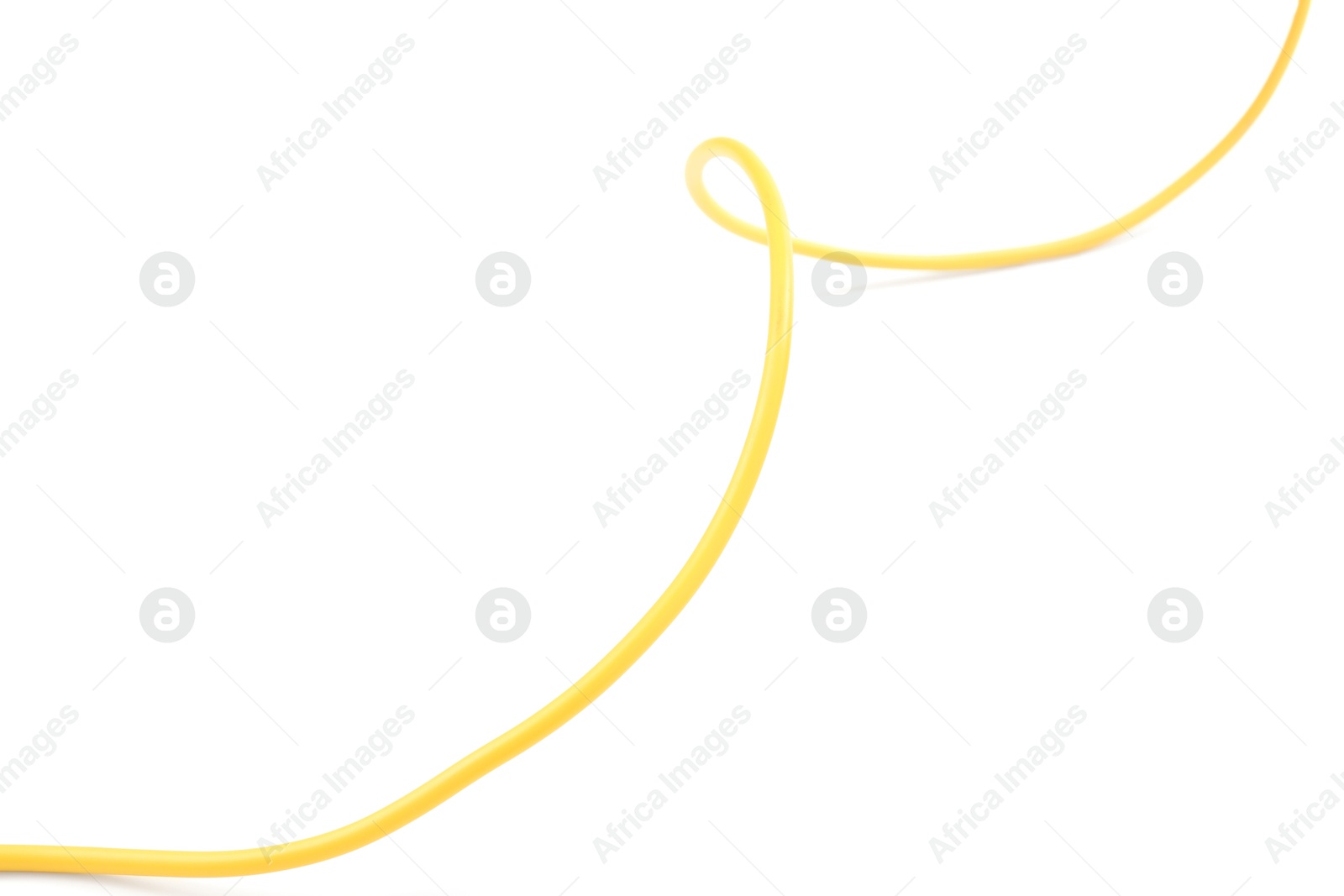 Photo of One yellow electrical wire isolated on white