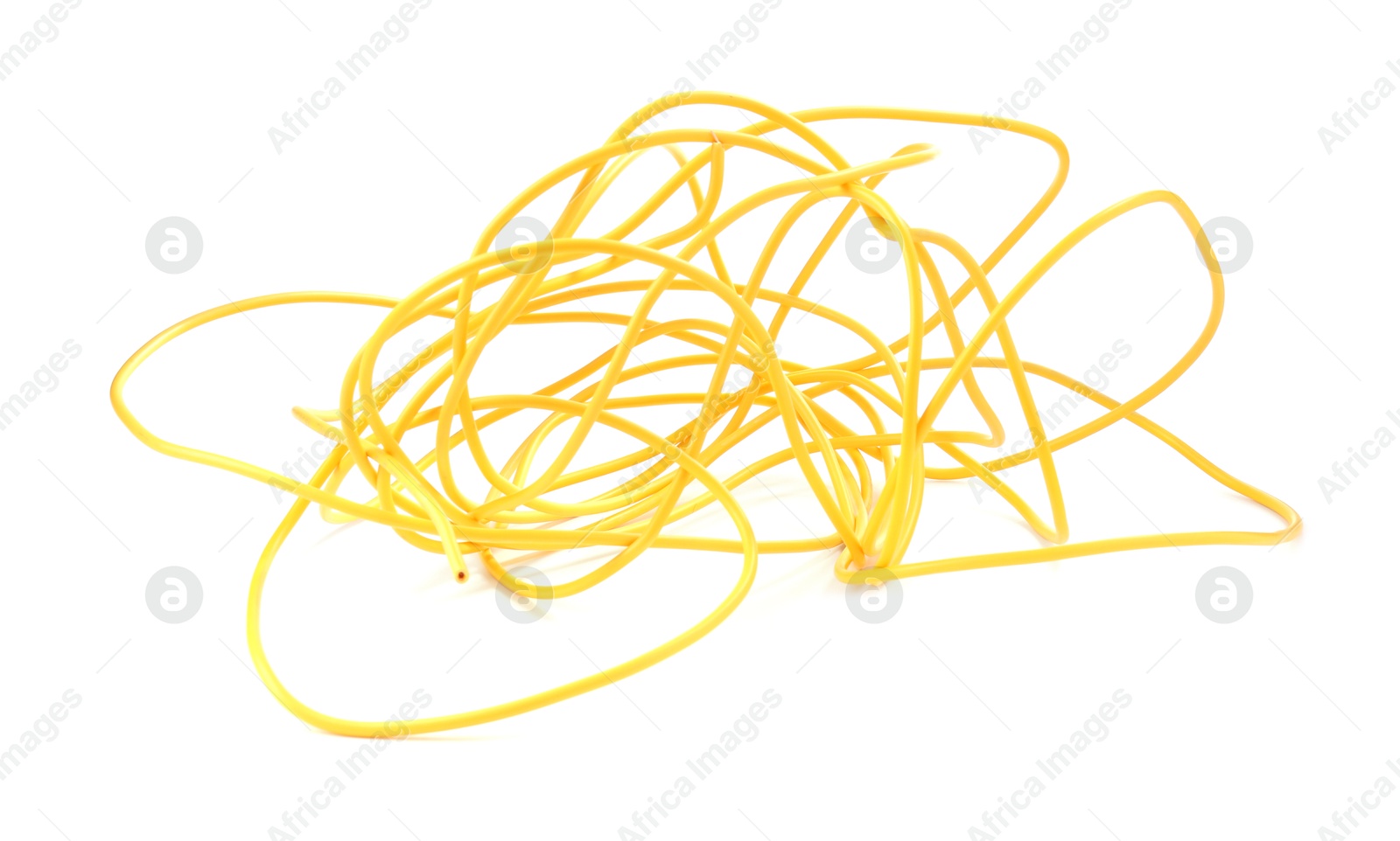 Photo of Tangled insulated electrical wire isolated on white