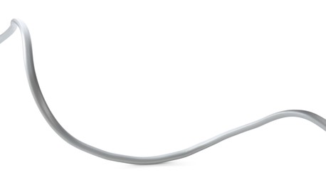 Photo of One grey electrical wire isolated on white