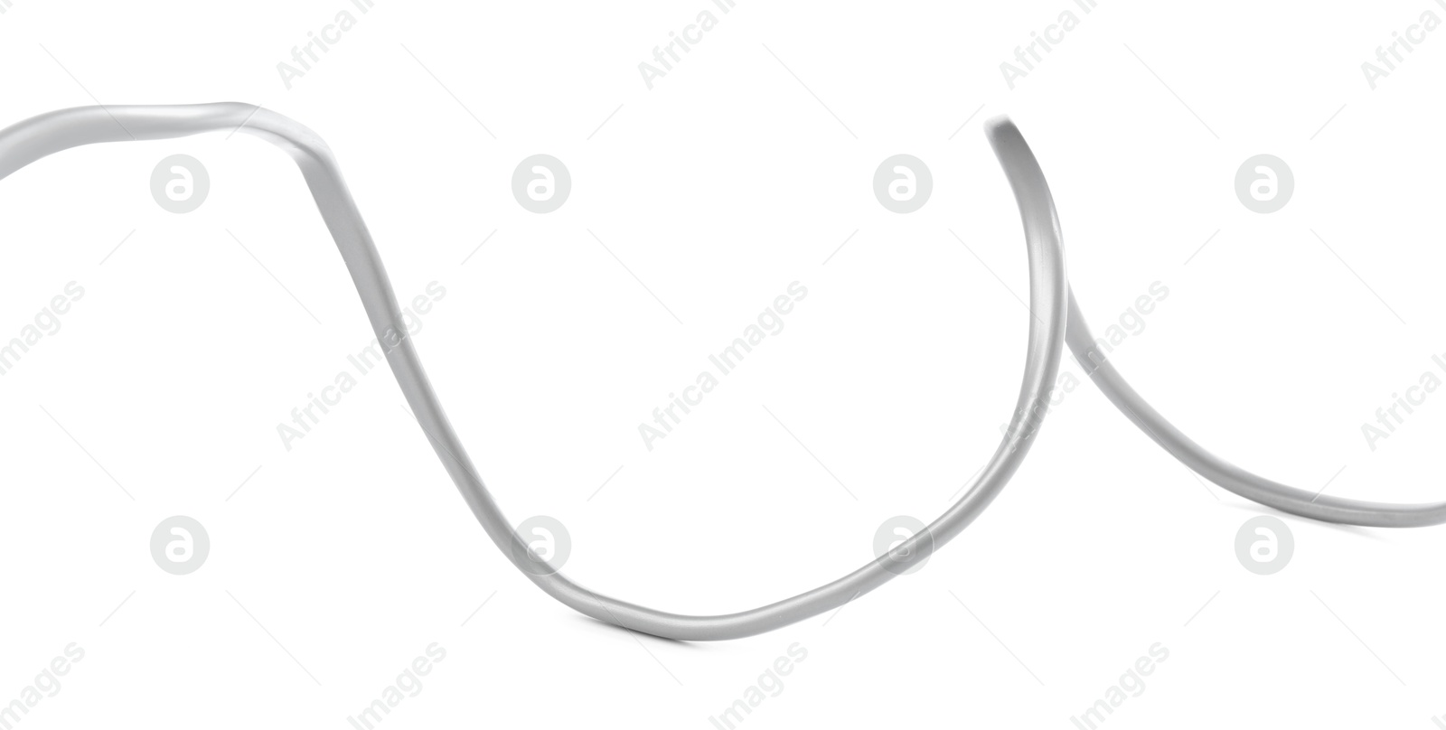 Photo of One grey electrical wire isolated on white