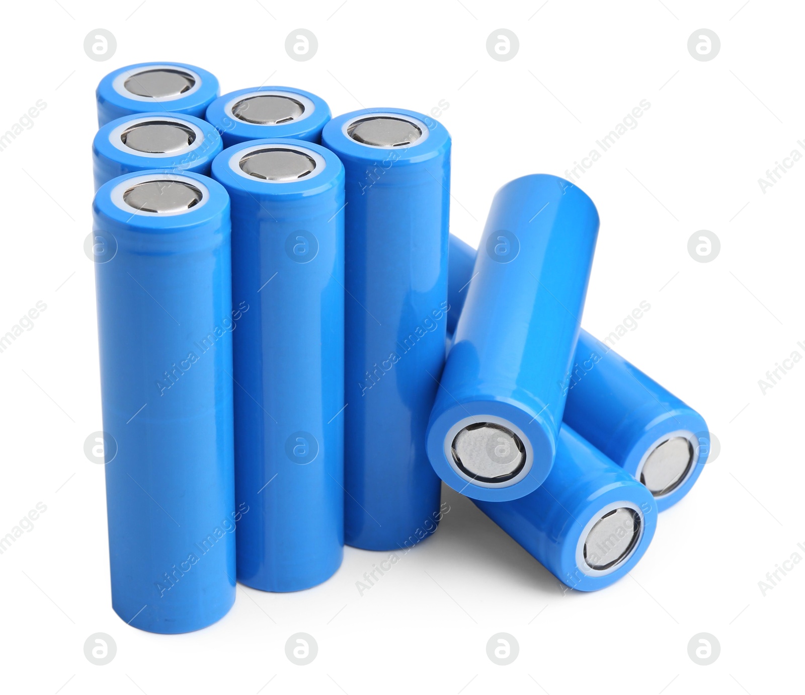 Photo of Many AA cell batteries isolated on white