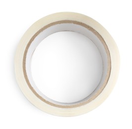 Photo of Roll of masking tape isolated on white, top view