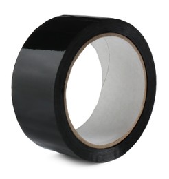 Roll of black adhesive tape isolated on white