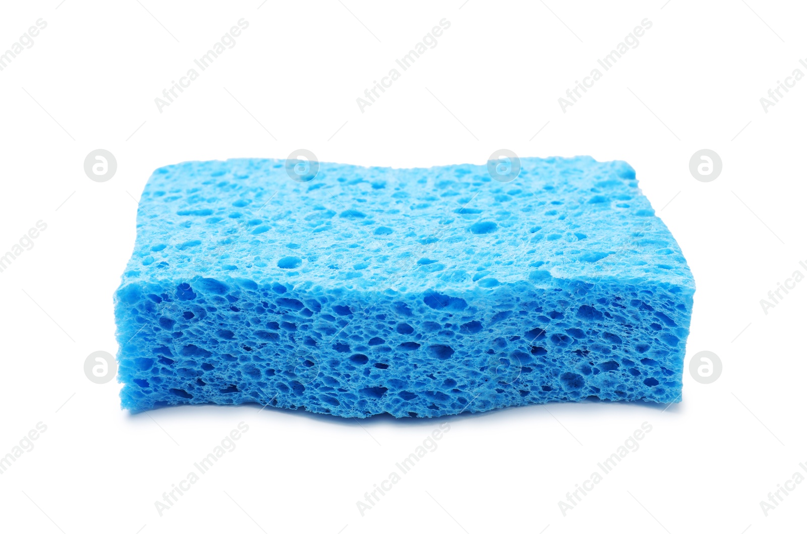 Photo of One blue sponge isolated on white. Cleaning tool