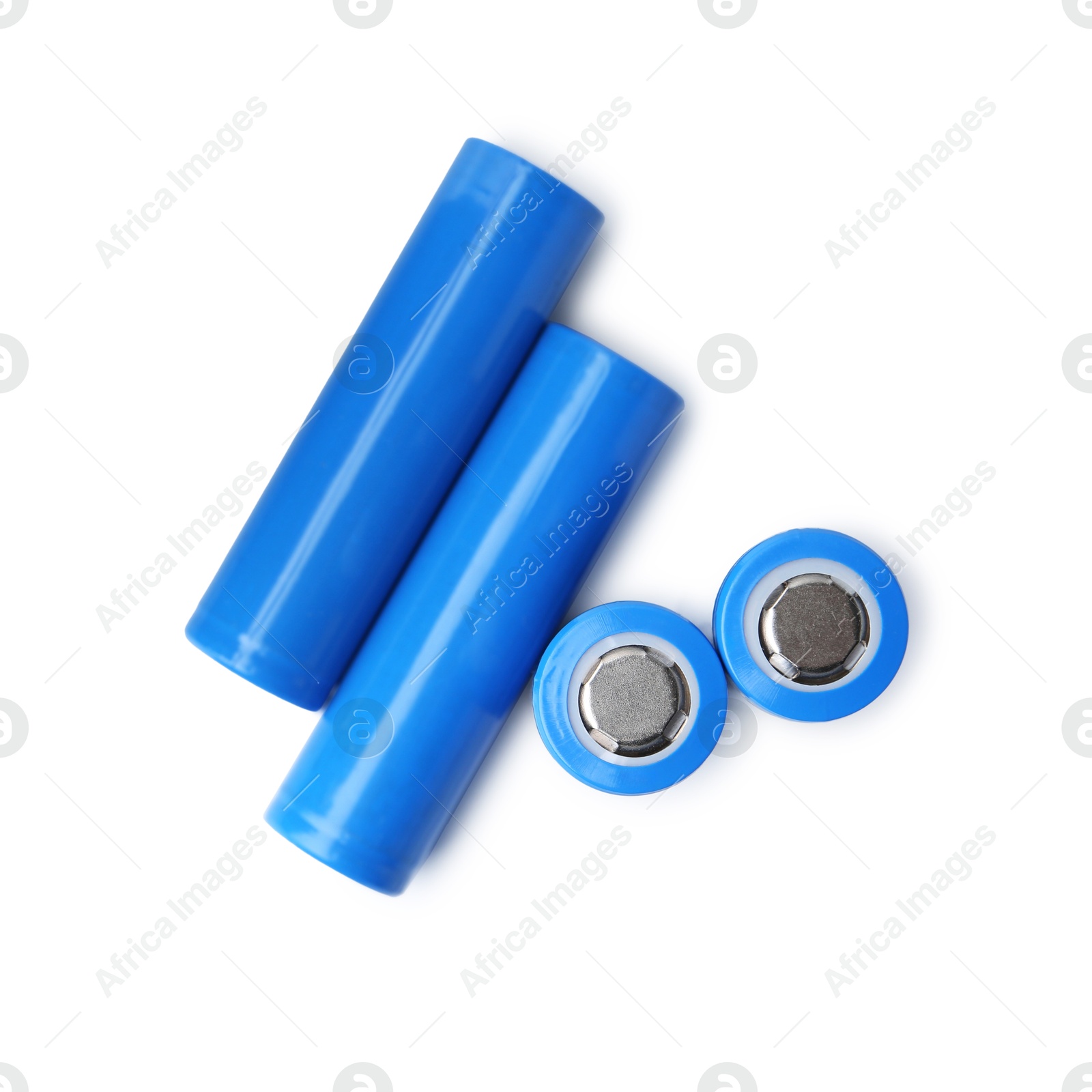 Photo of Many AA cell batteries isolated on white, top view