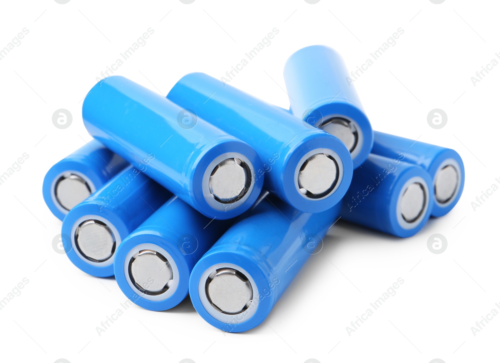 Photo of Many AA cell batteries isolated on white