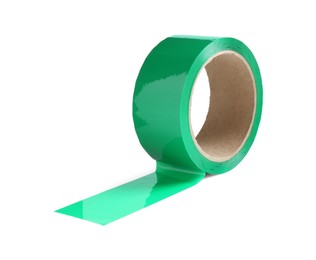 Roll of green adhesive tape isolated on white