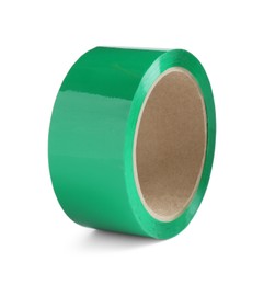 Photo of Roll of green adhesive tape isolated on white