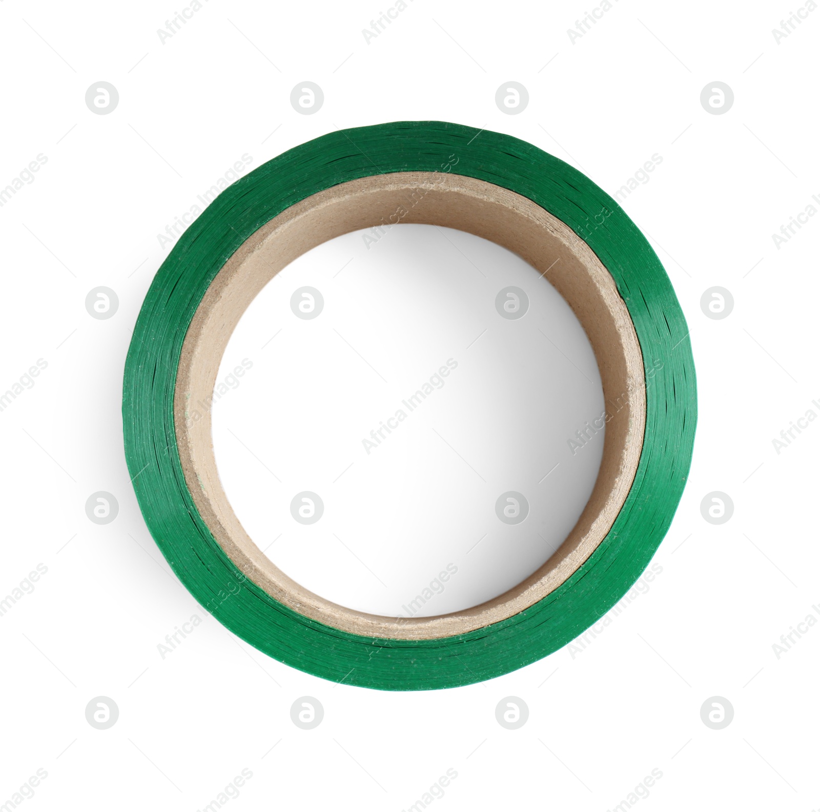 Photo of Roll of green adhesive tape isolated on white