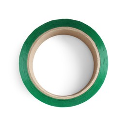 Roll of green adhesive tape isolated on white